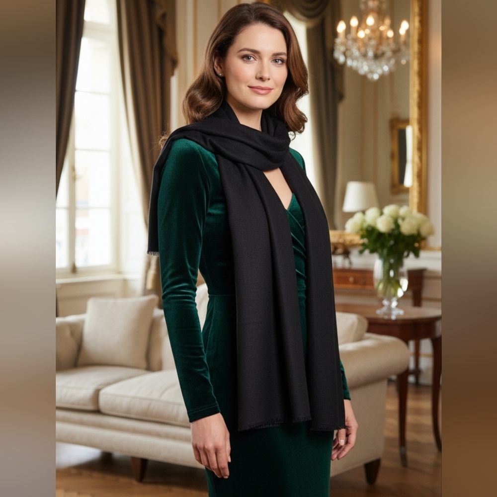 On 34th Black Wrap Scarf